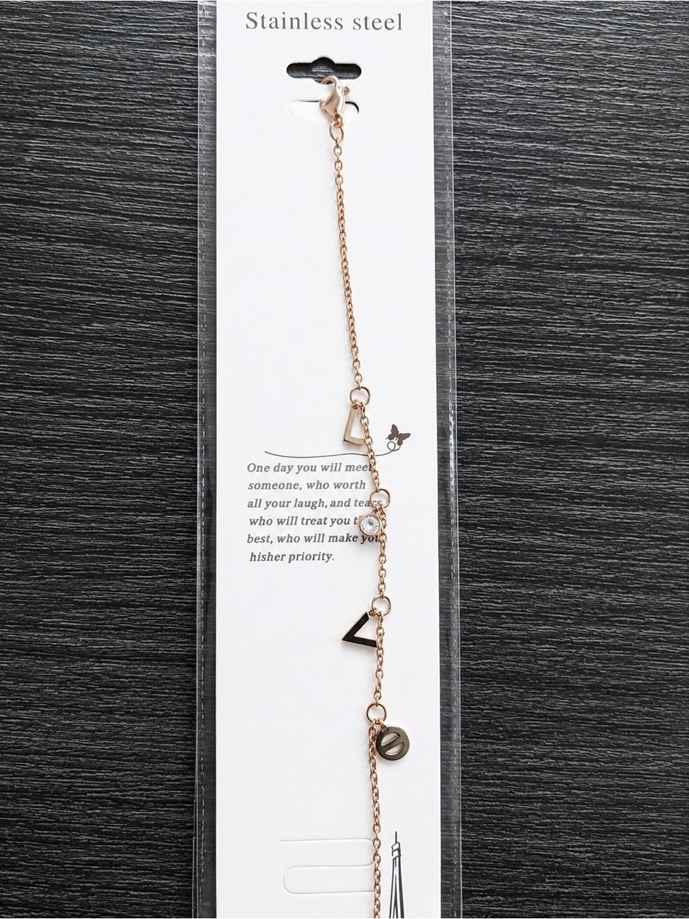 Stainless Steel Rose Gold Number & Charm Bracelet